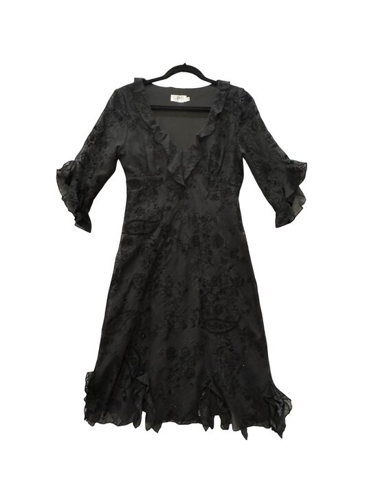 CDC Petites Dresses & Skirts - Black Lace Cottagecore Dress Size10P Empire Waist Midi Whimsygoth Dark Romance